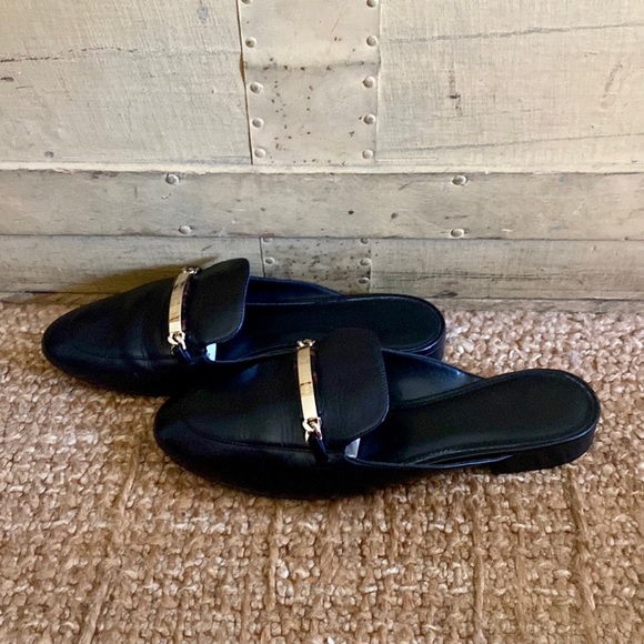 MICHAEL KORS DESIGNER BLACK 100% LEATHER MULES SLIP ON LOAFER SHOES 8 M - Picture 5 of 16